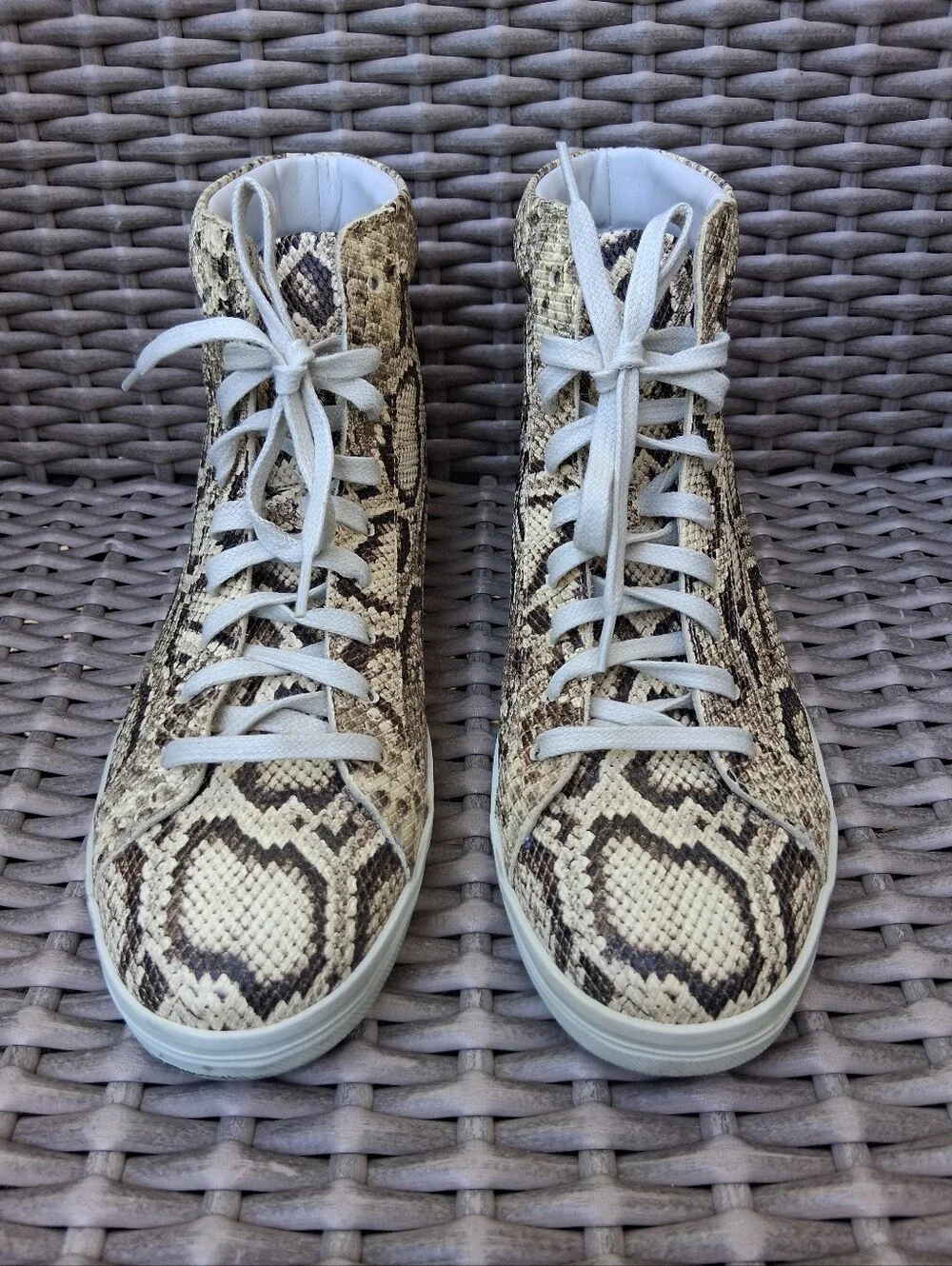 Freda Salvador High-Top Snake Print Sneakers - Neutral